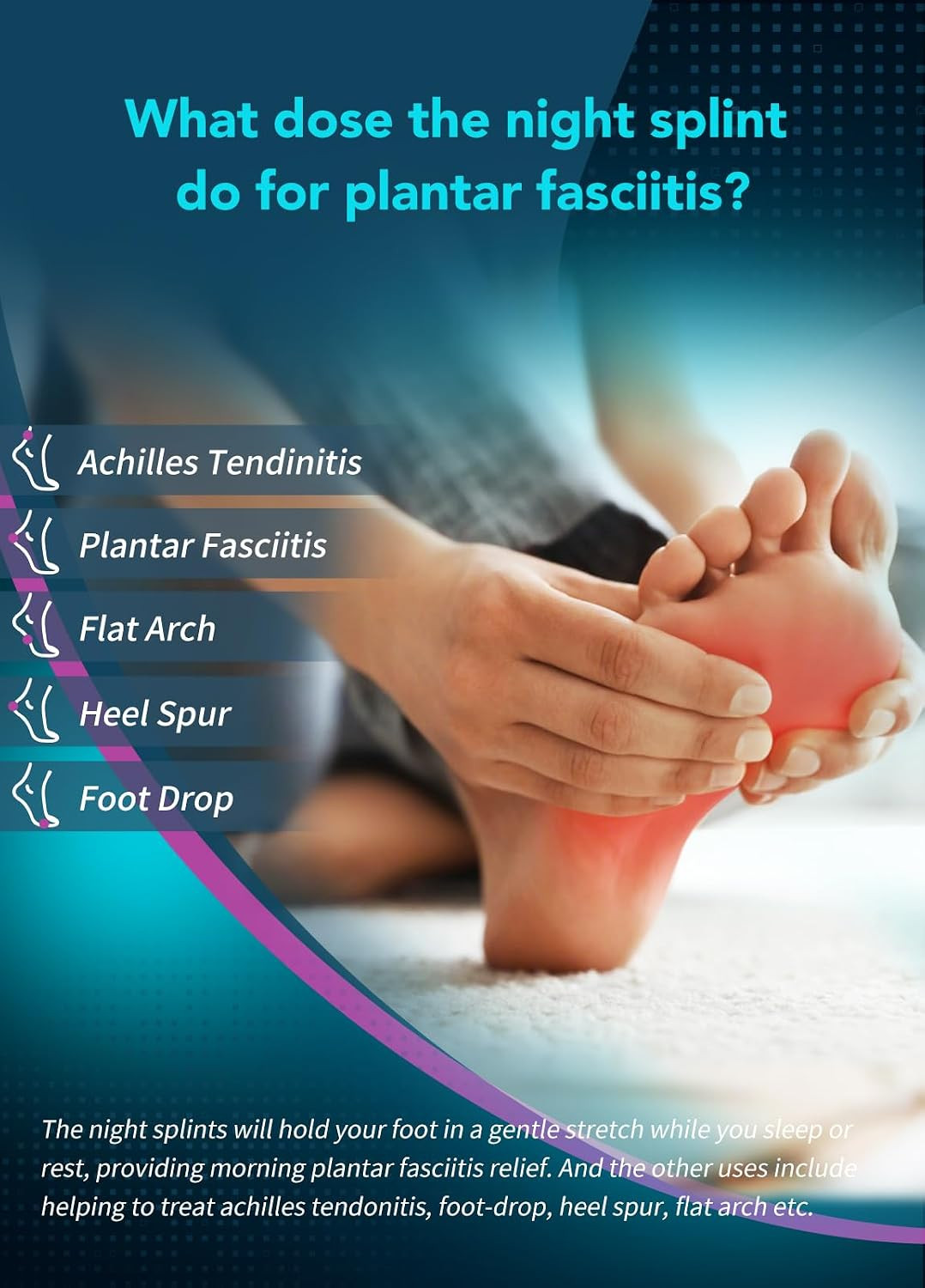 Plantar Fasciitis Night Splint with Massage Ball for Plantar Fasciitis Relief, C