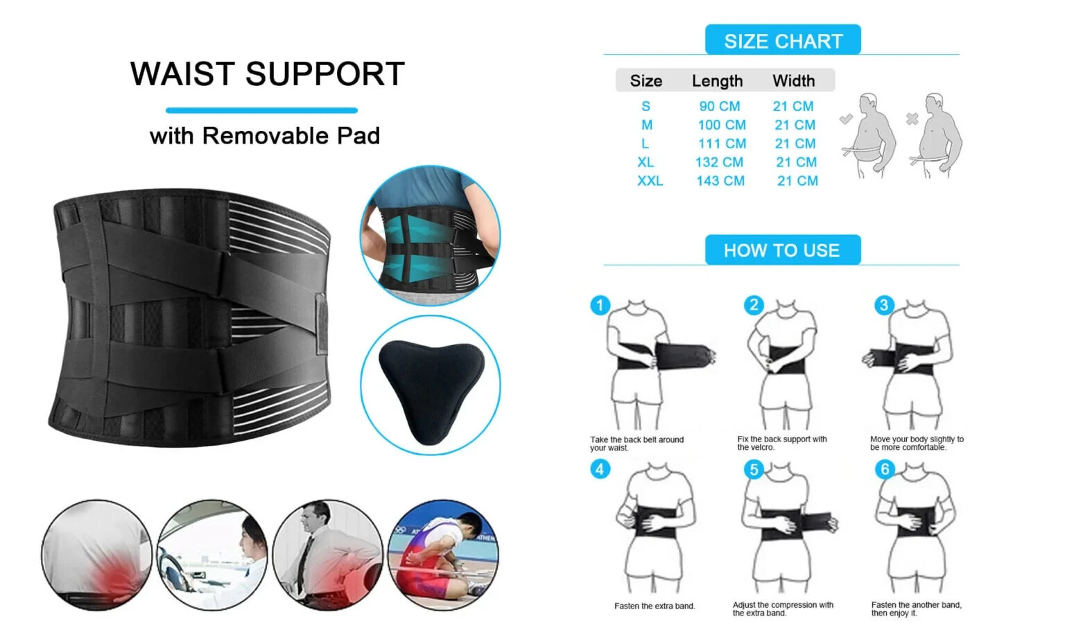 VitalVibe Lumbar Support Belt – USA stock – USA seller