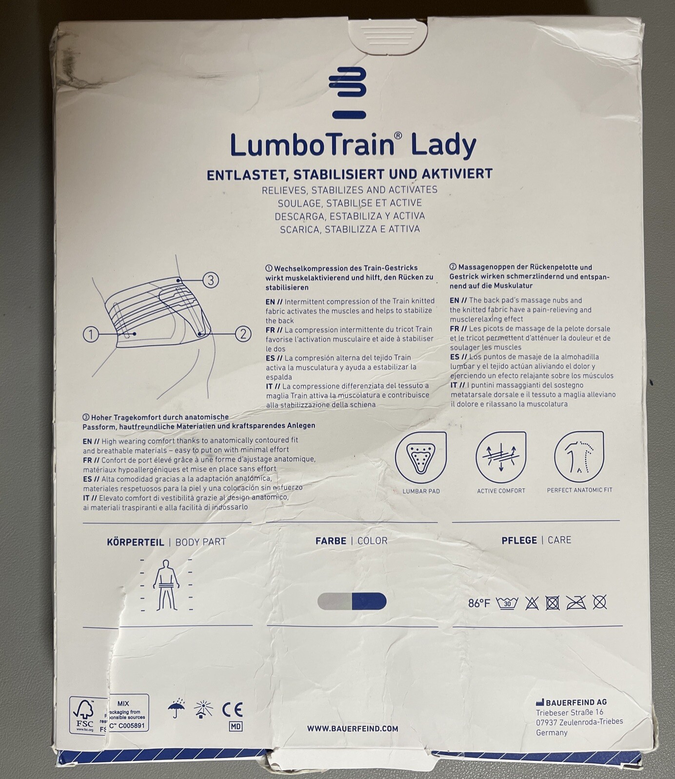 Bauerfeind LumboTrain Back Support – Lumbar Brace – Stabilization Size 4