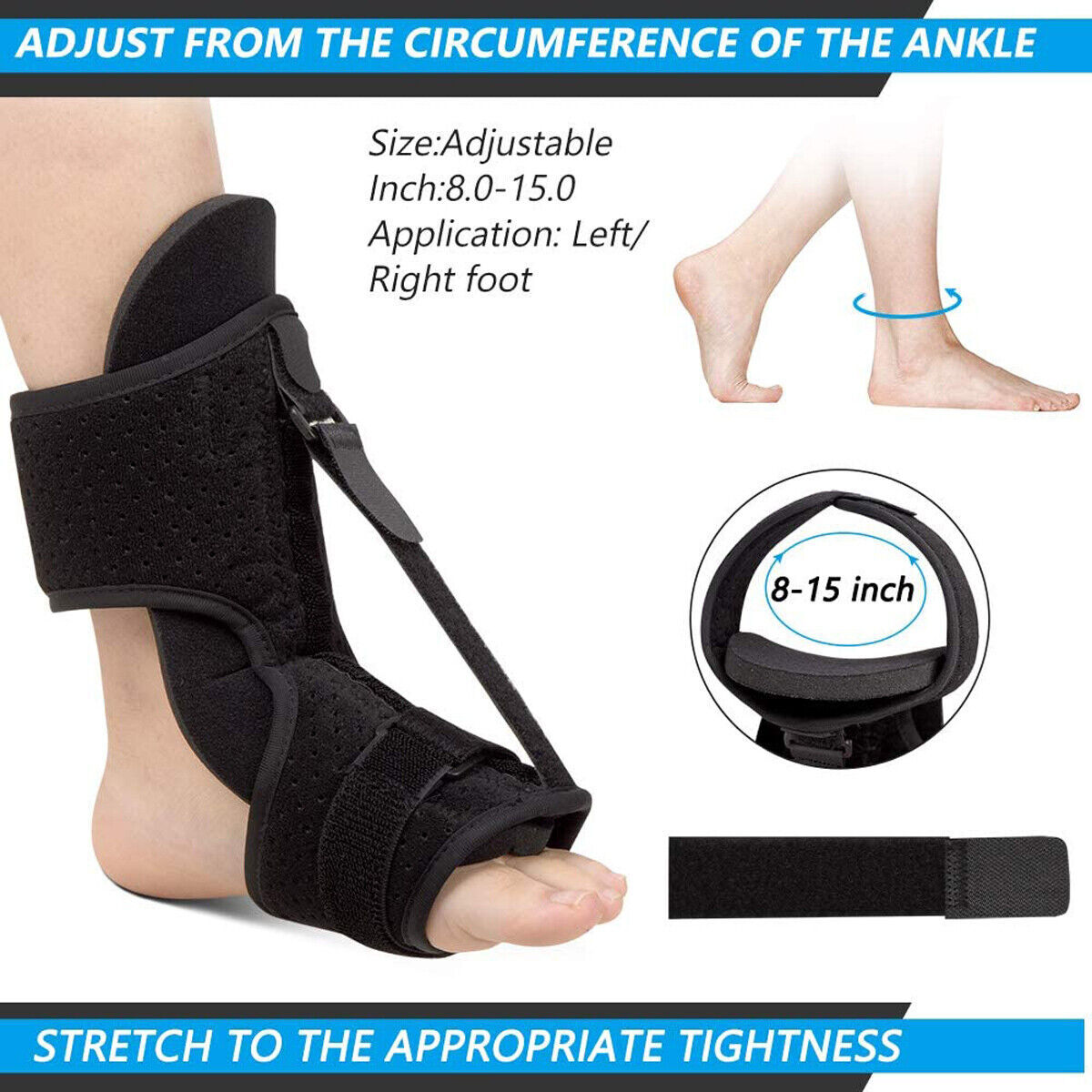 Black Ankle Brace Support Compression Stabilizer Pain Relief Foot Lace Up Wrap