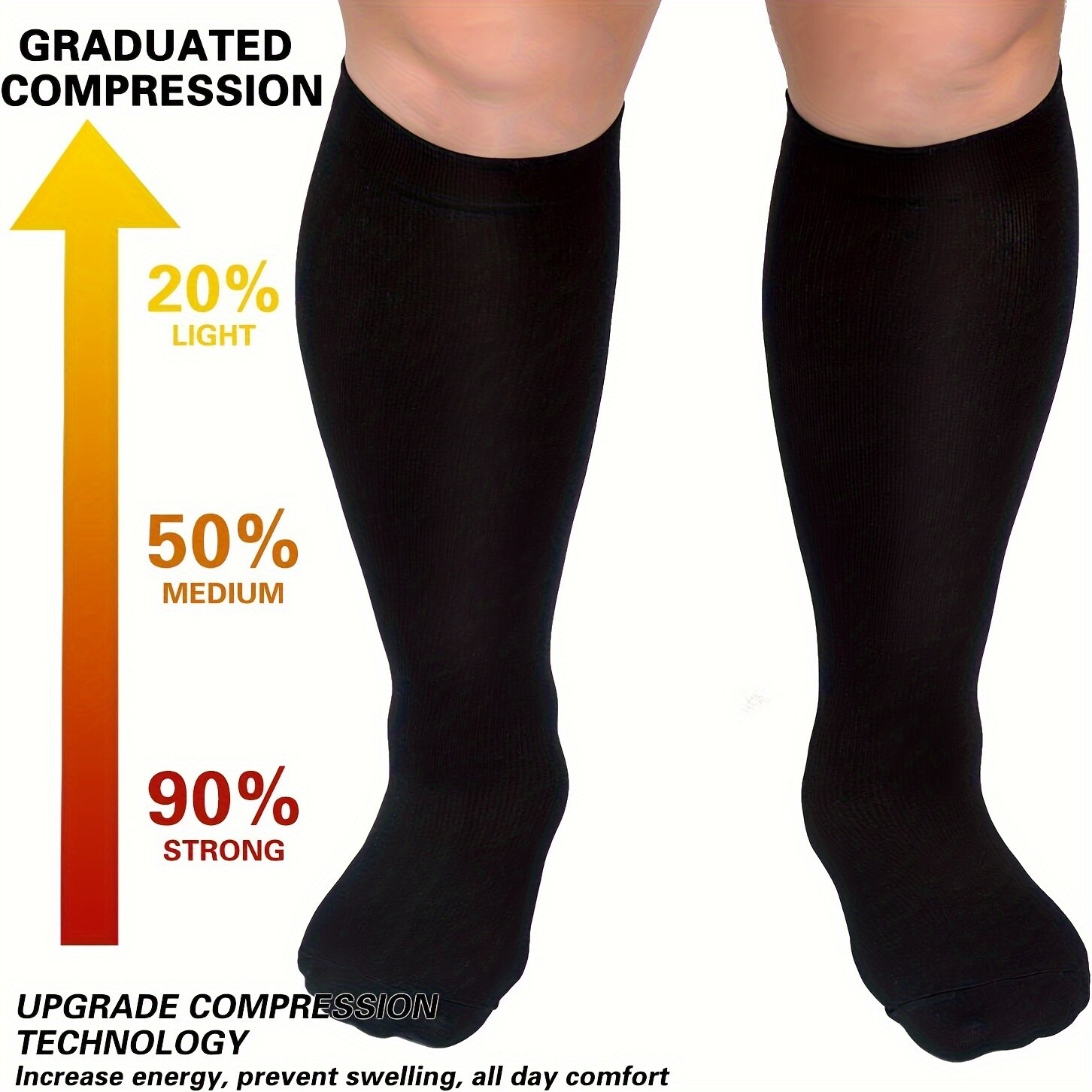 3 Pairs Plus Size Compression Socks 20-30 mmHg for Men Women 5XL-7XL For Cycling