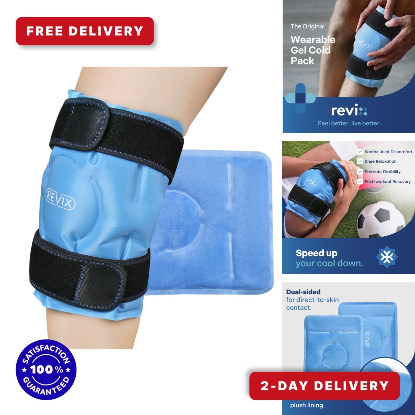 REVIX Reusable Gel Ice Pack for Knee Pain Relief – Cold Compress Therapy