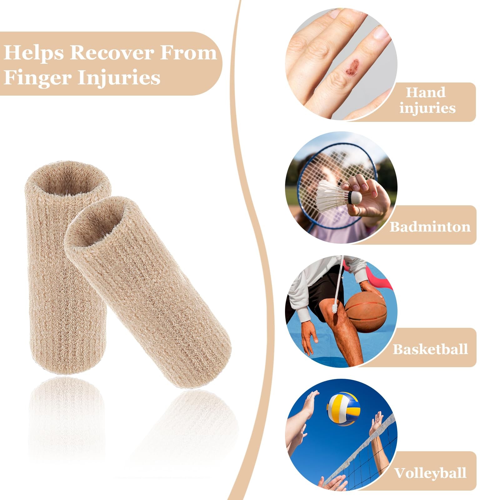 30 Pcs Breathable Finger Sleeves Thumb Splint Elastic Support Compression Sleeve