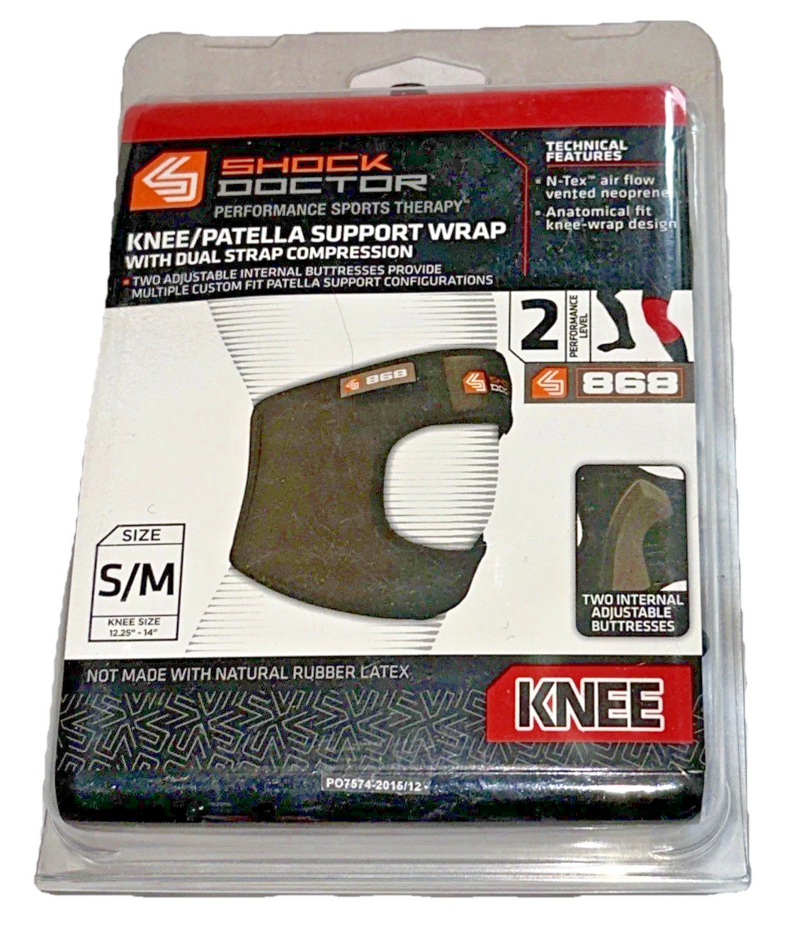 Shock Doctor KNEE / PATELLA support wrap dual strap compression sz S/M black new