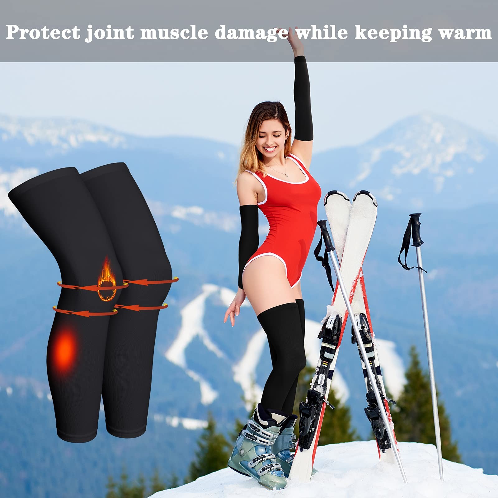 2 Pairs Full Length Compression Leg Sleeves for Men Women Sports Cycling Running