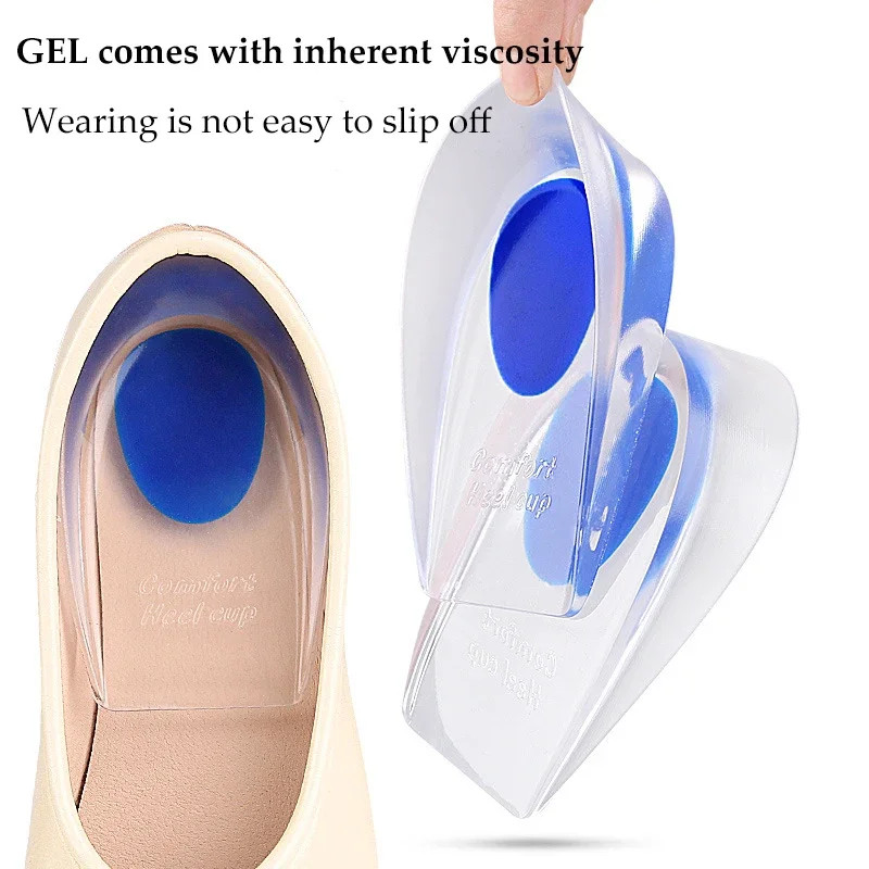 Height Increase Soft Silicone Gel Insoles for Heel Spurs Pain Foot Cushion Foot
