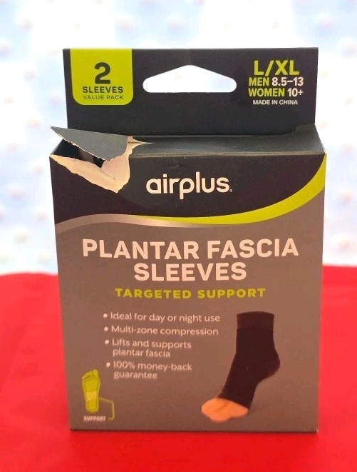 NEW ~ Airplus Plantar FASCIA SLEEVES ~ Unisex L/XL ~ Compression ~ 2 Pack