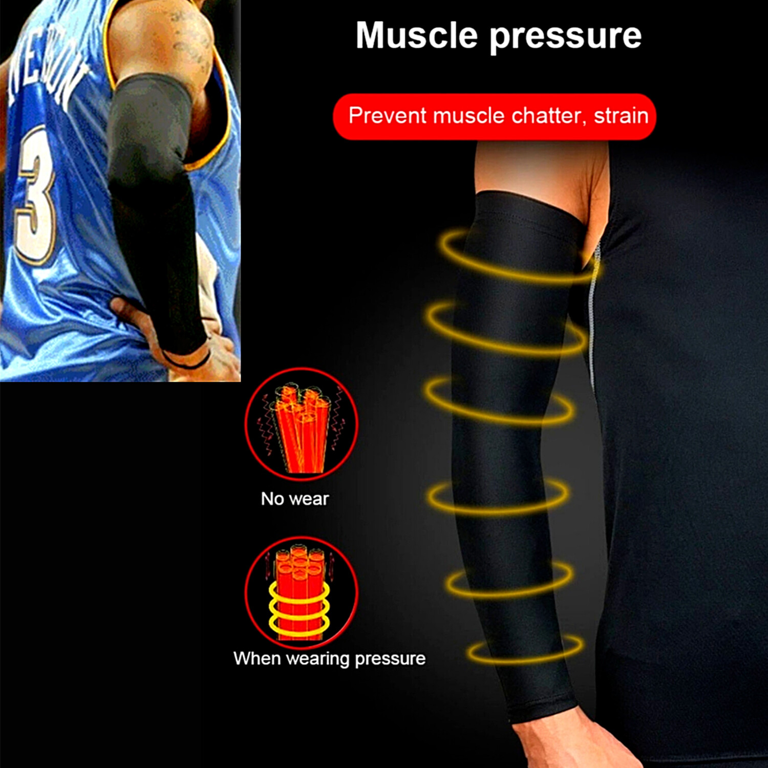 Compression Sleeve Arm Elbow Support Brace Cycling Joint Arthritis Pain Relief