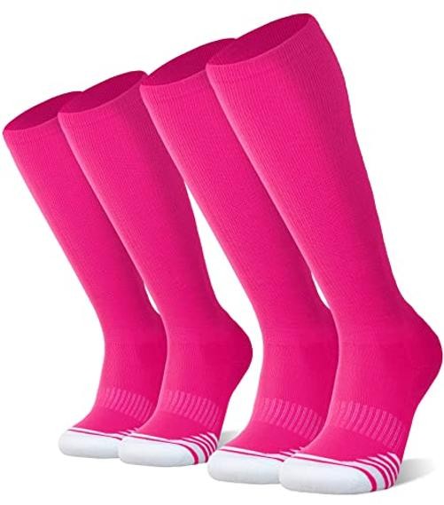2/3 Pack Baseball Soccer Softball Socks for Kids Medium Hot Pink (2 Pack)