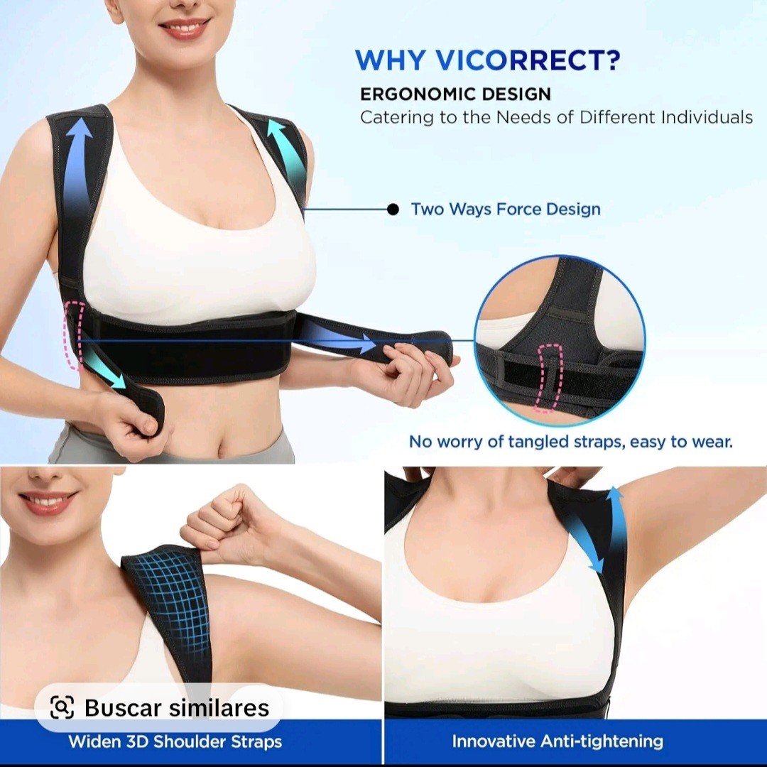 Vicorrect Adjustable Ergonomic Posture Corrector Black L/XL Back Shoulder