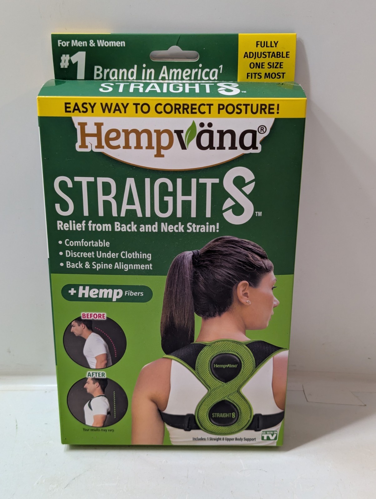 Hempvana Straight 8 Fully Adjustable Posture Corrector – NEW (Open Box) #0101