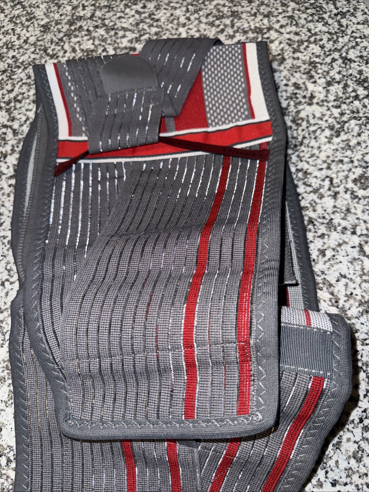 ORTONYX Gray/Red Ergonomic Design Lumbar Support Belt Sz. M-L KB724