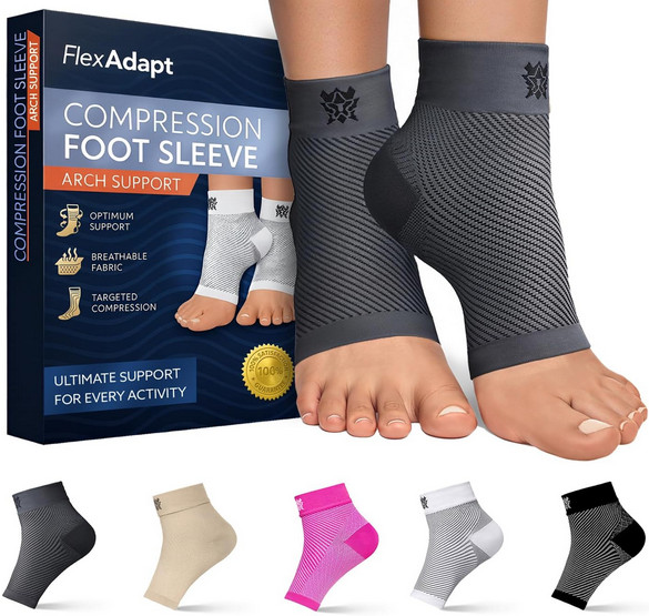 Ankle Compression Sleeves Pair Plantar Fasciitis Achilles Tendonitis Arch Suppor