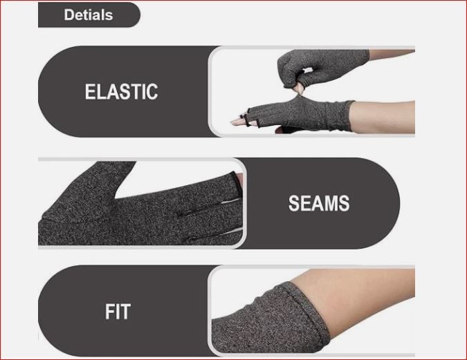 Copper Compression Arthritis Gloves Hand Wrist Support, Pain Relief Fingerless