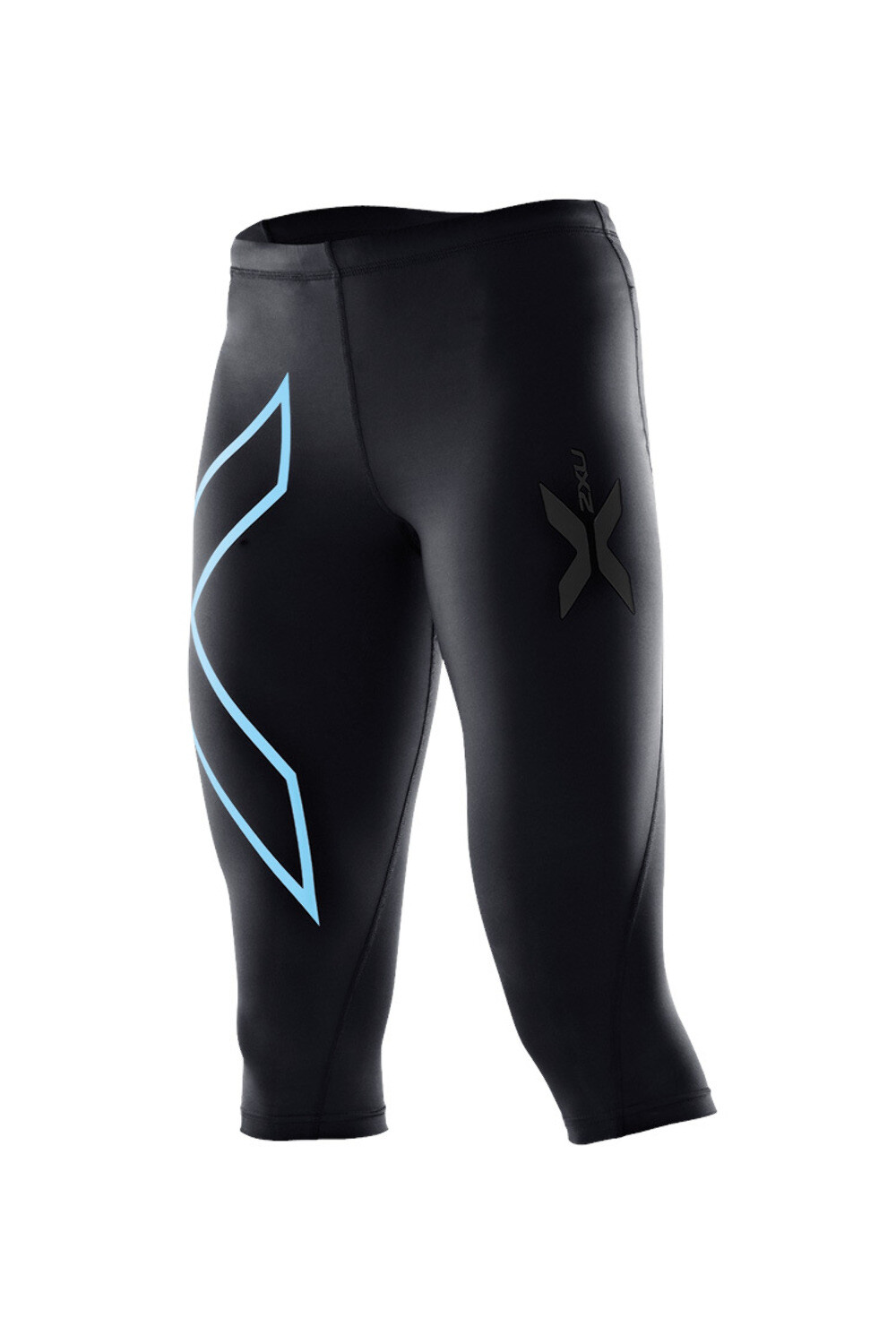 GREAT SAVINGS || 2XU Womens 3/4 Compression Tights – Black/Baby Blue