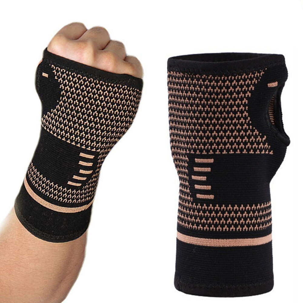 2x Copper Wrist Brace Support Carpal Tunnel Arthritis Sprain Compression Sleeve
