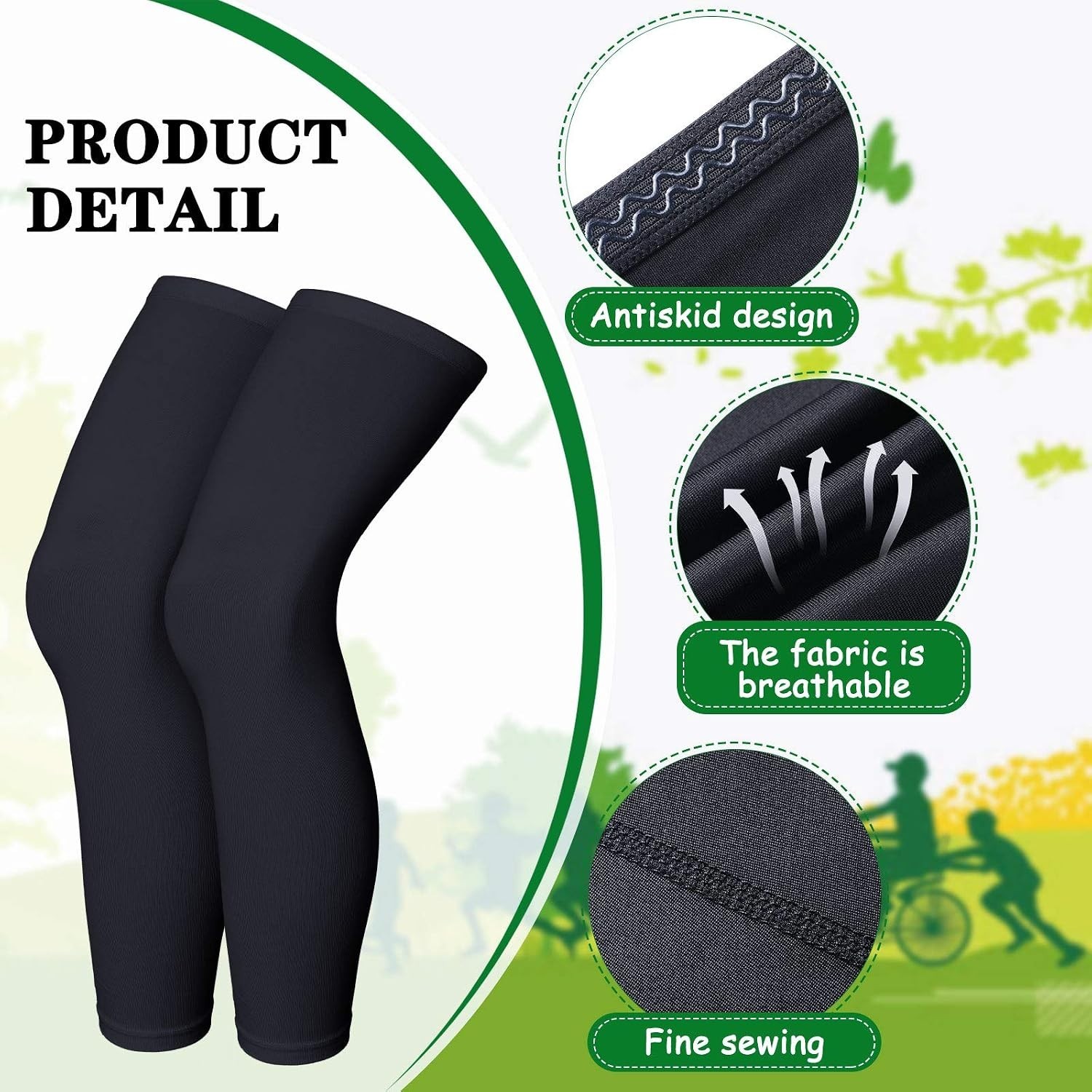 Compression Leg Sleeve Full Leg Sleeves Sports Cycling for Men Women, Running…