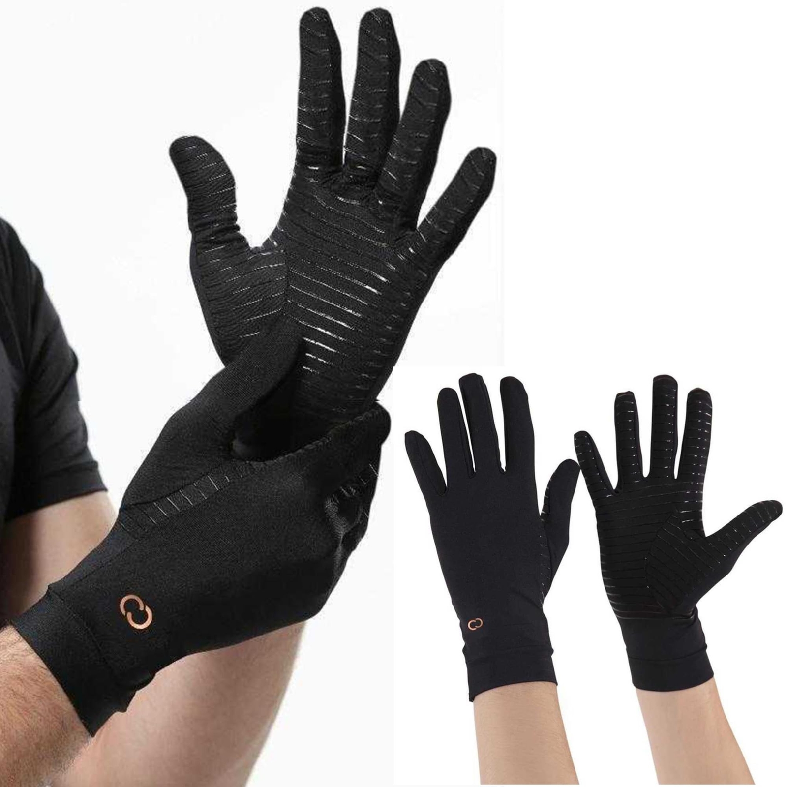 Copper Compression Full Finger Arthritis Gloves – Palm Grips – Touch Screen F…