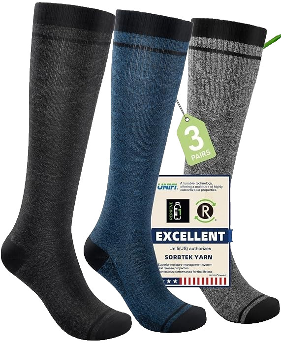 Compression Socks 3 pairs 15-20 mmHg Bamboo Viscose Knee High Unisex L/XL NEW