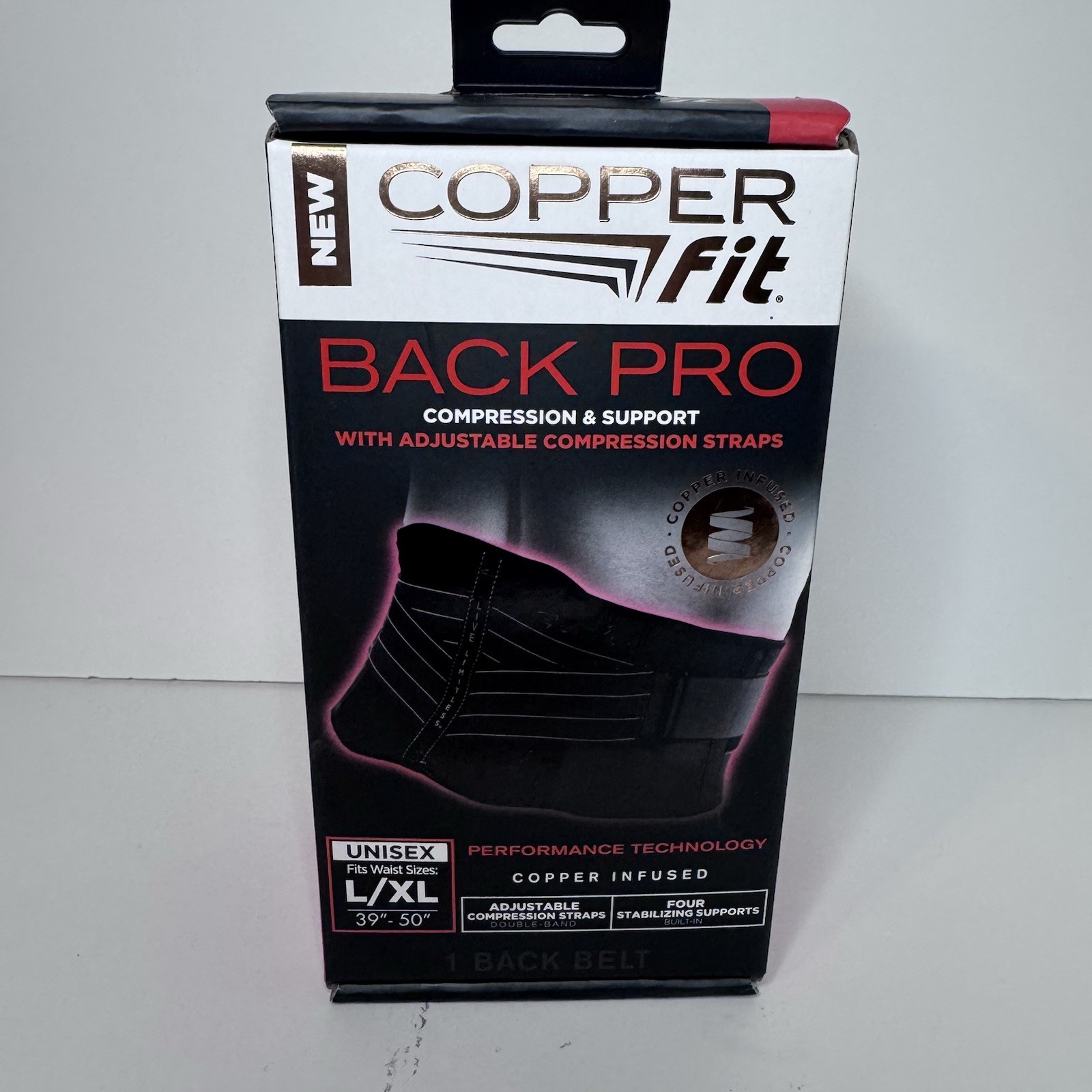 Copper Fit Black Back Pro Compression & Support W/ Adjustable Straps L / XL