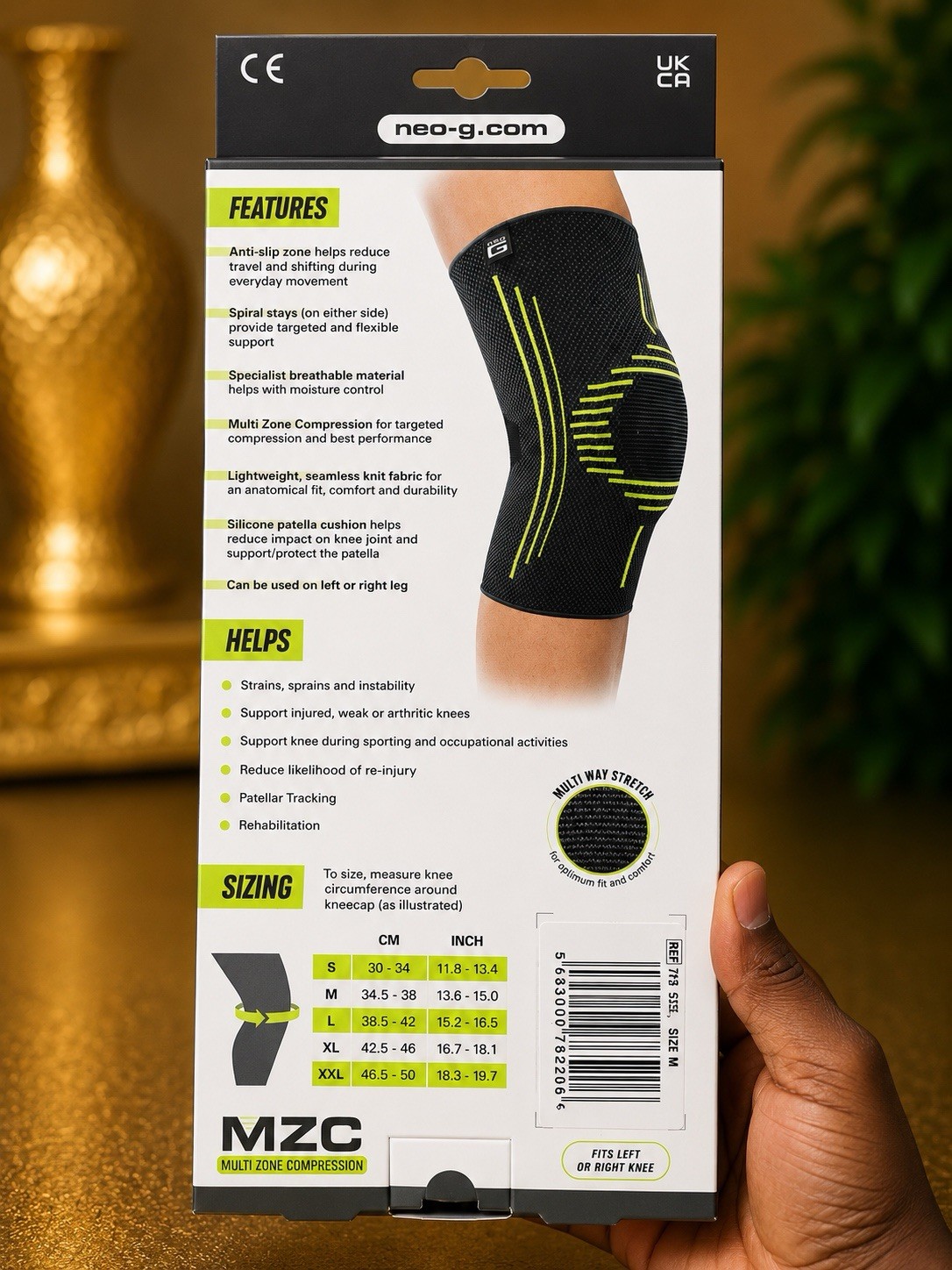 Neo G Active Plus Knee Support Brace Multi Zone Compression Size L Open Box