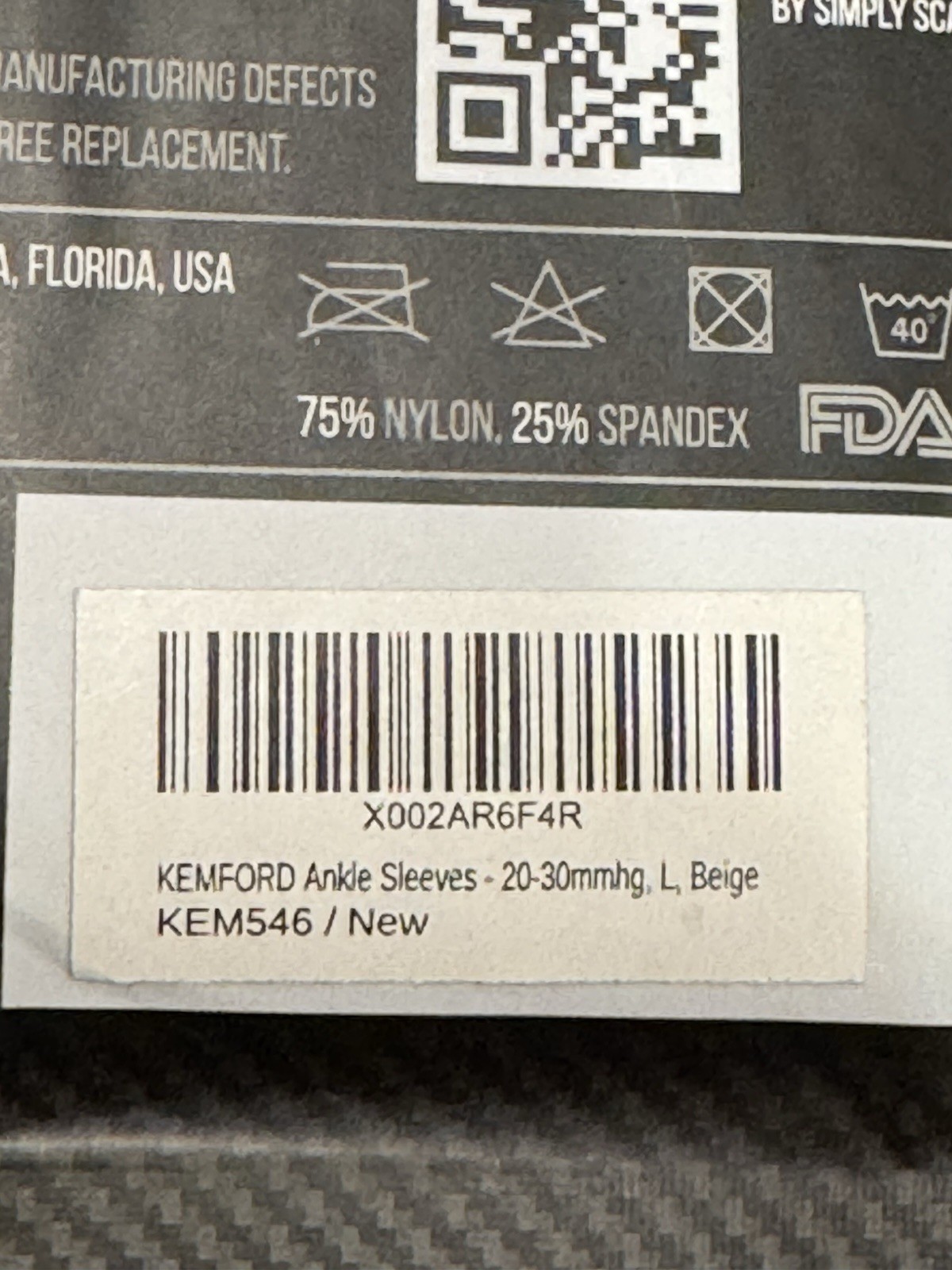 Kemford Ankle Compression Sleeve 1-Pair Plantar Fasciitis Sock Beige