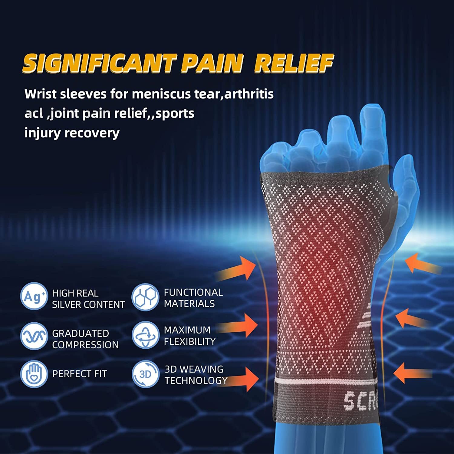 Arthritis Recovery Glove Compression Pain Relief Hand Copper Wrist Support Brace