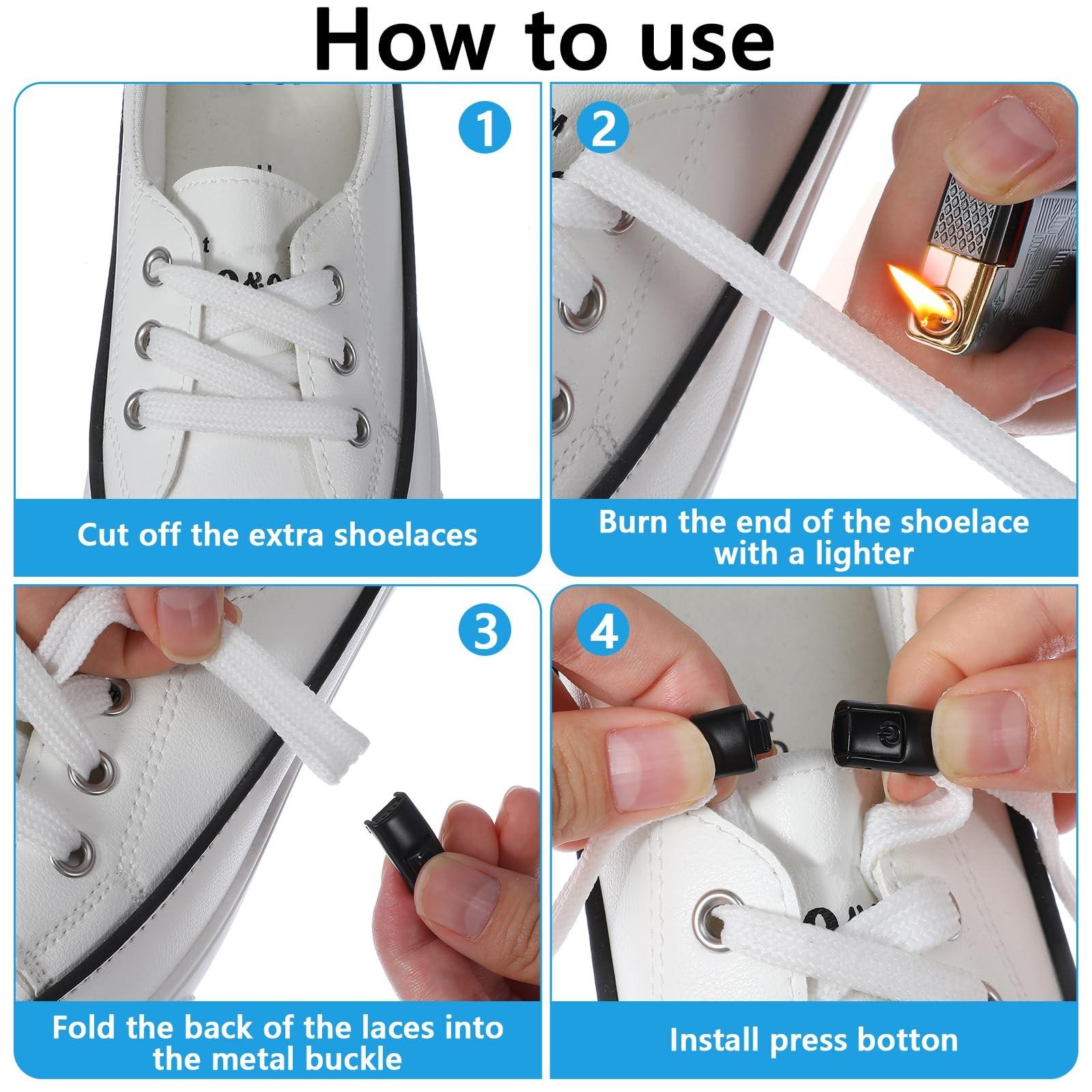 6 PCS Shoelaces Buckle Lock, No Tie Lazy Elastic Magnetic Shoelace Buckle Swi…