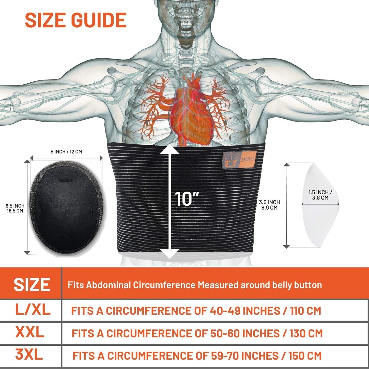 Plus Size Umbilical Hernia Support Belt I Pain and Discomfort Relief from Umb…