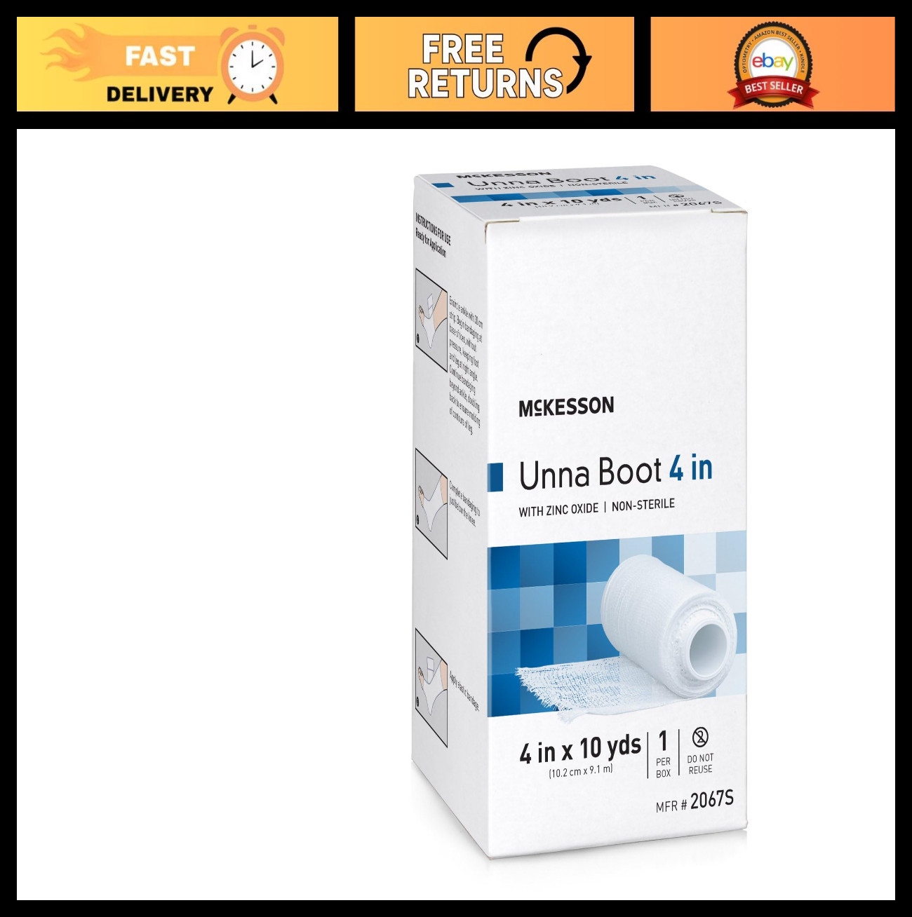 Unna Boot with Zinc Oxide, 4″ x 10 yd, 12 Rolls – Customized Compression, Moist
