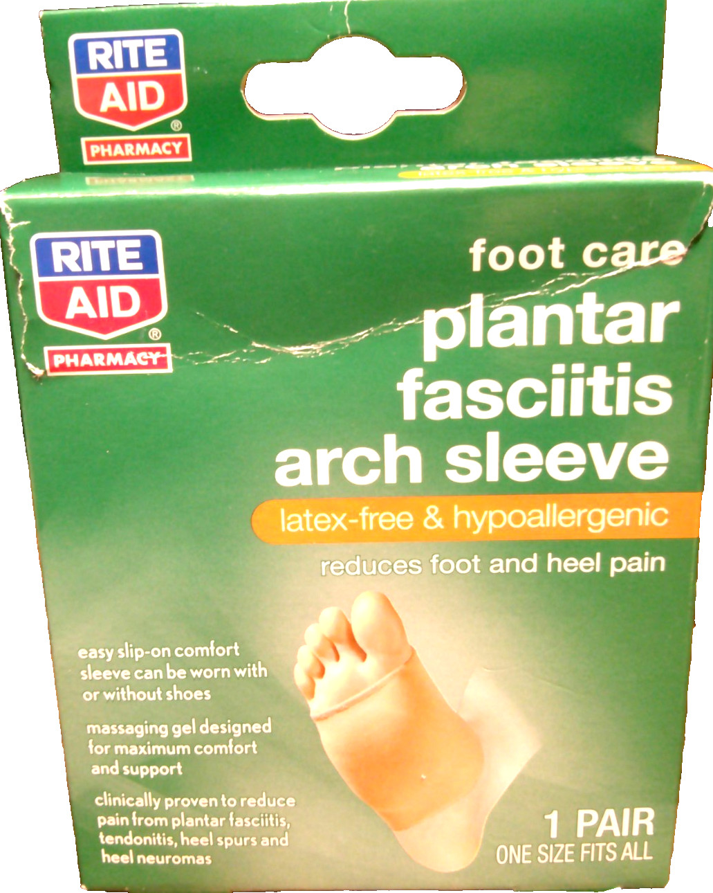 Rite Aid Plantar Fasciitis Arch Sleeve Reduces Heel & Foot Pain 1 Pair 1075
