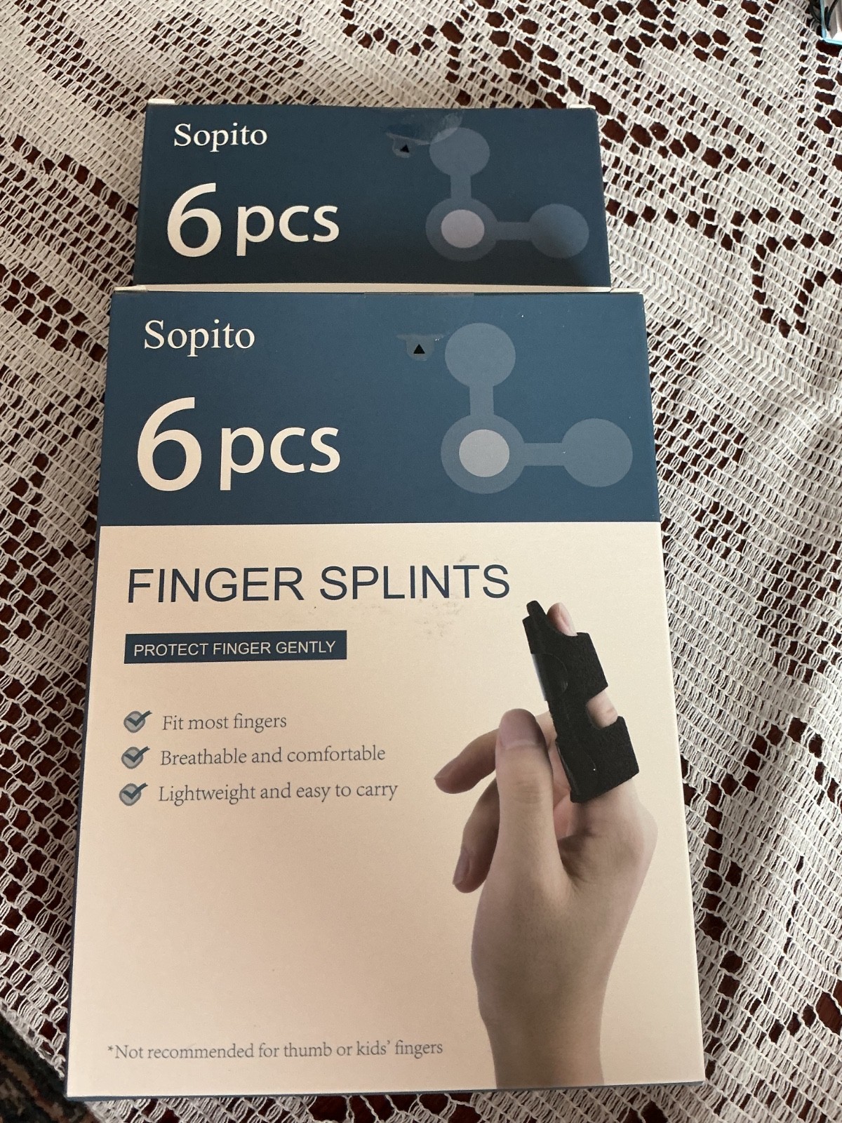 Six piece finger splints