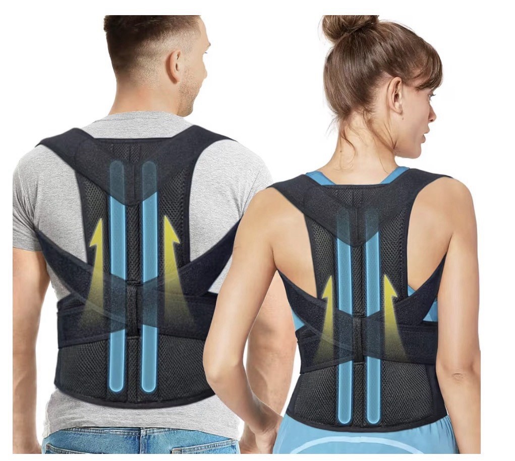 Fitsupport Adjustable Posture Corrector Back & Shoulder Brace, Black XXL