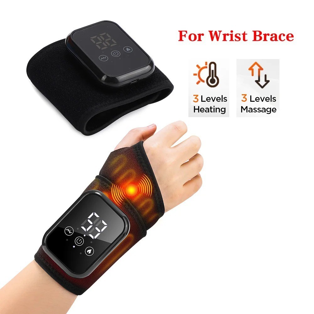 Electric Heated Wrist Brace Vibration Massage Rechargeable Hand Support
