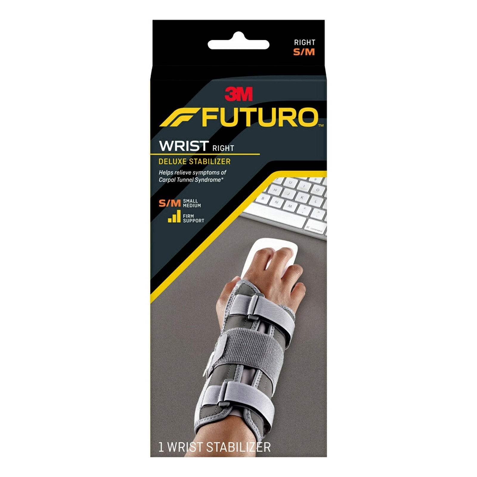 Deluxe Right Hand Wrist Stabilizer, Adjustable Support for S/M Size, Pain Relief