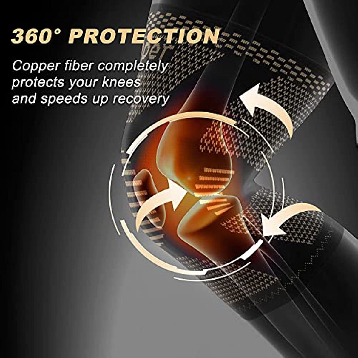 Copper Knee Sleeve Compression Brace Sport Workout Arthritis Pain Relief Support
