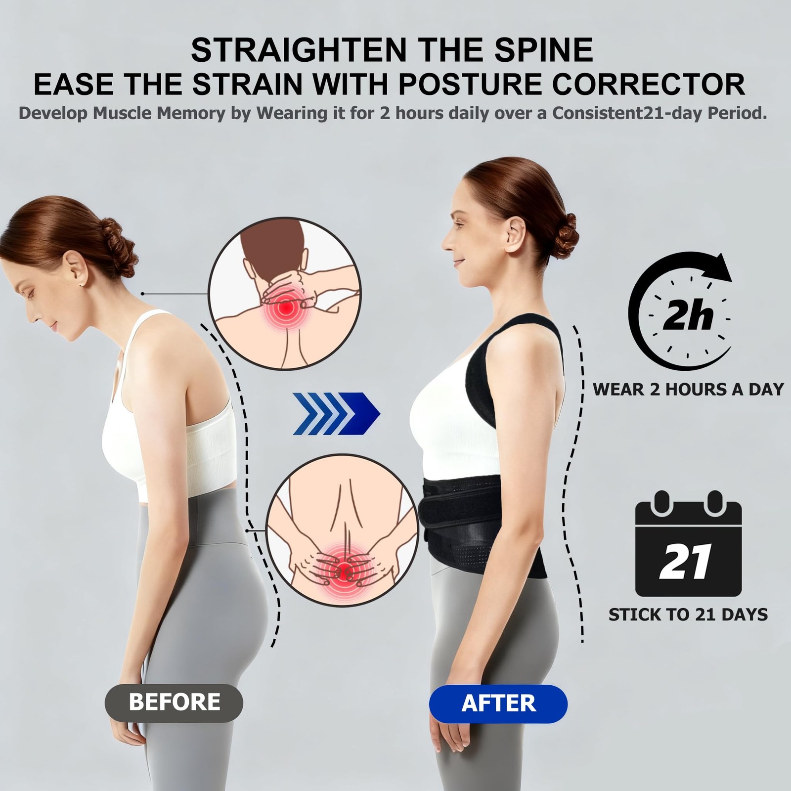 Upgraded Back Brace Posture Corrector for and Men – Adjustable Back Brace wit…