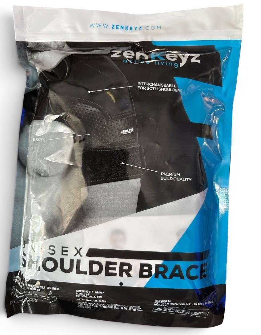 ZENKEYZ Shoulder Brace S/M Unisex Adjustable Rotator Cuff Support Black