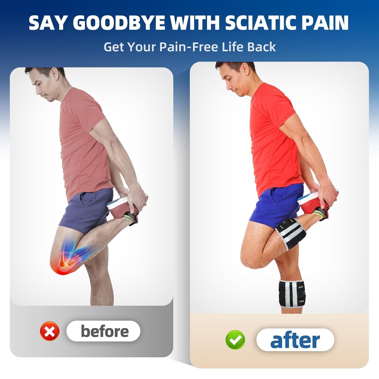 Sciatica Pain Relief Devices Brace, Nerve Leg Brace Calf Compression Support