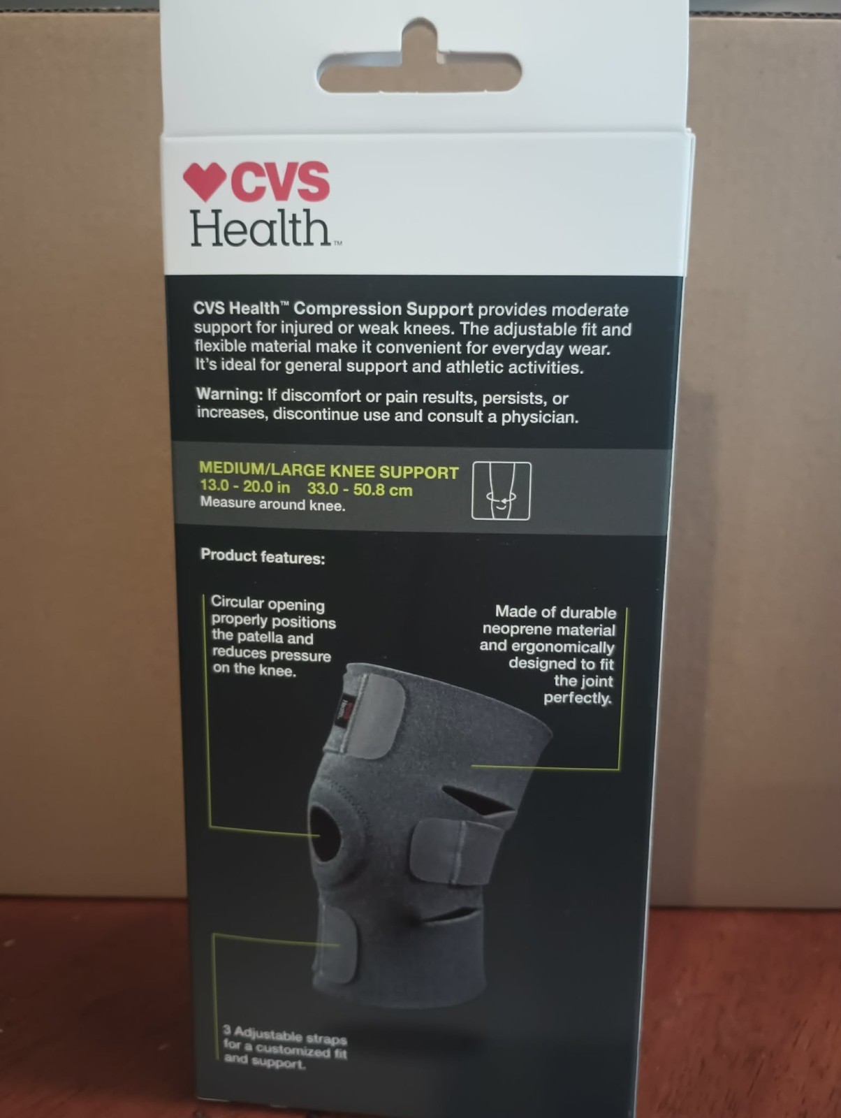 CVS Health Compression Knee Support Breathable Material Size XL/XXL Moderate
