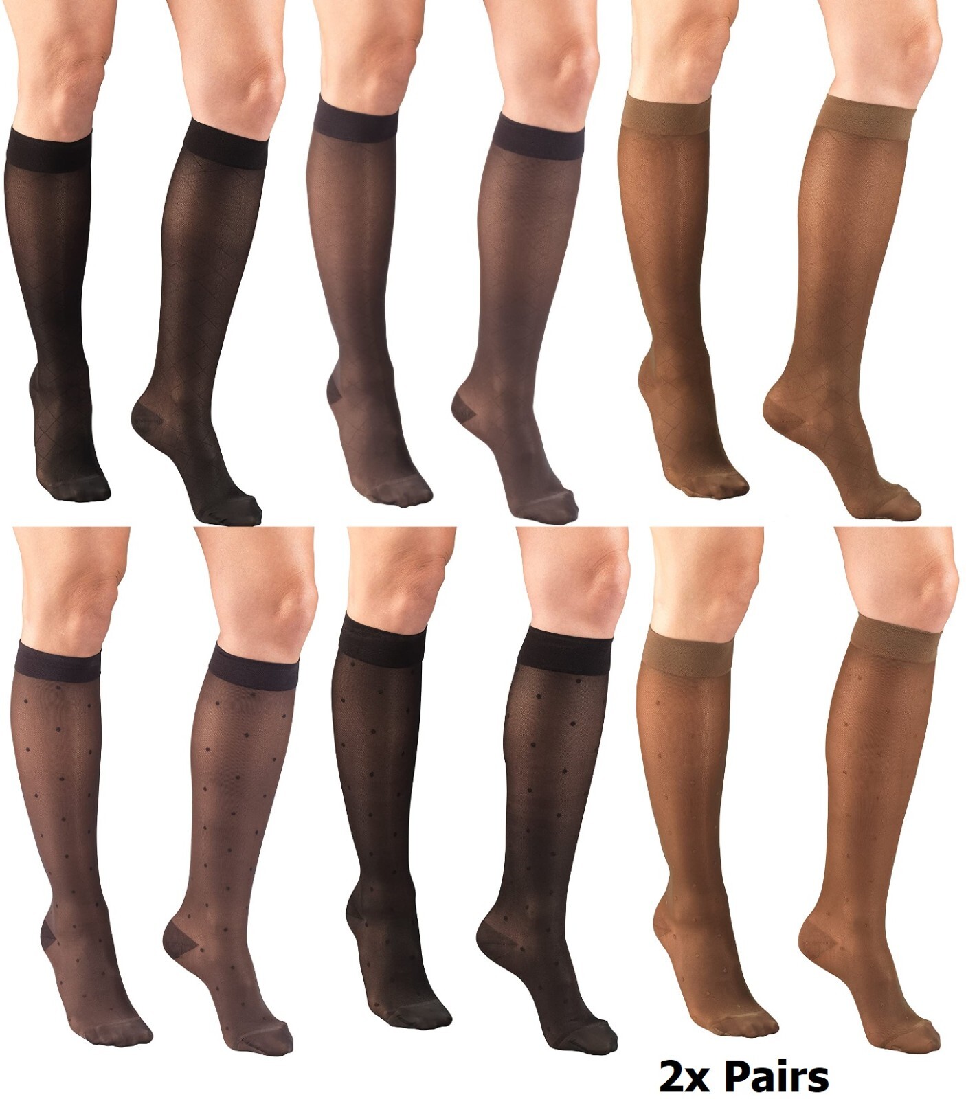 Truform Women’s Sheer Compression Stockings [15-20 mmHg] 2x Pairs