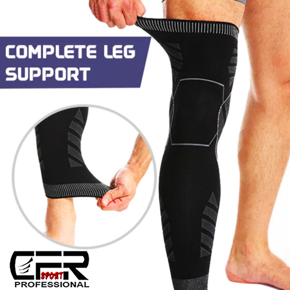 Full Leg Knee Support Compression Sleeve Brace Sport Joint Pain Relief Arthritis