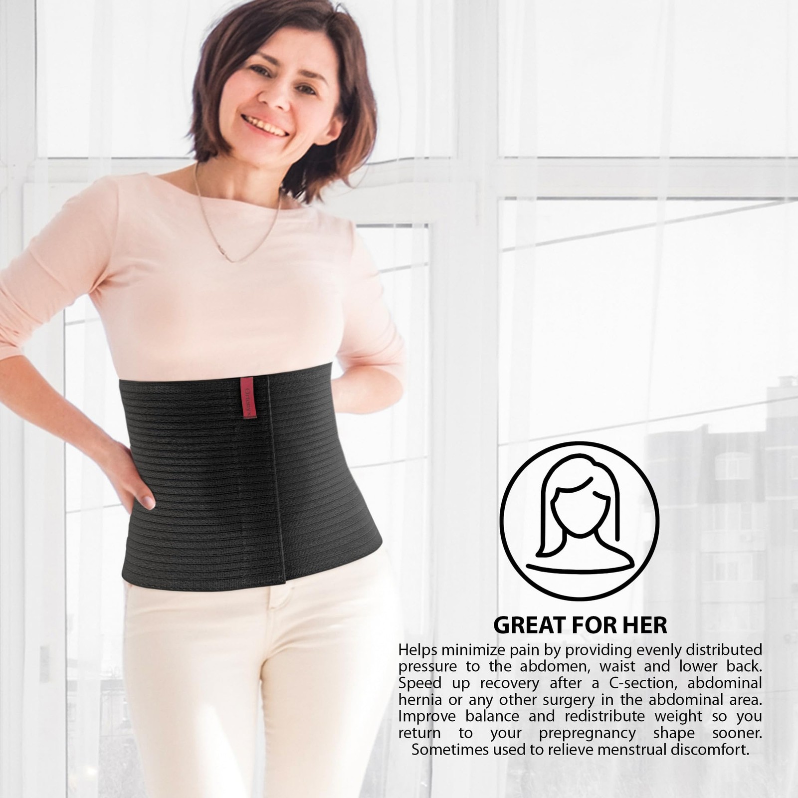 ORTONYX Umbilical Hernia Belt Abdominal Binder 10.25″ Band for Men Women