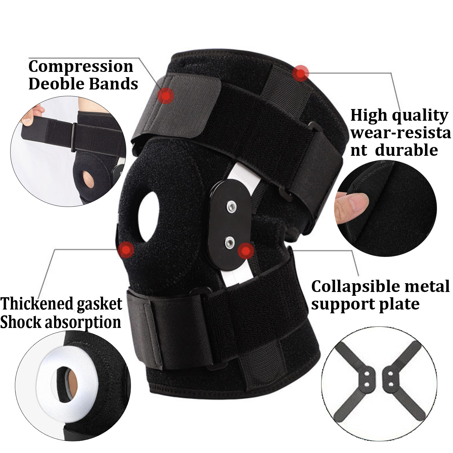 Hinged Knee Brace Compression Sleeve Open Patella Stabilizer Joint Support Wrap