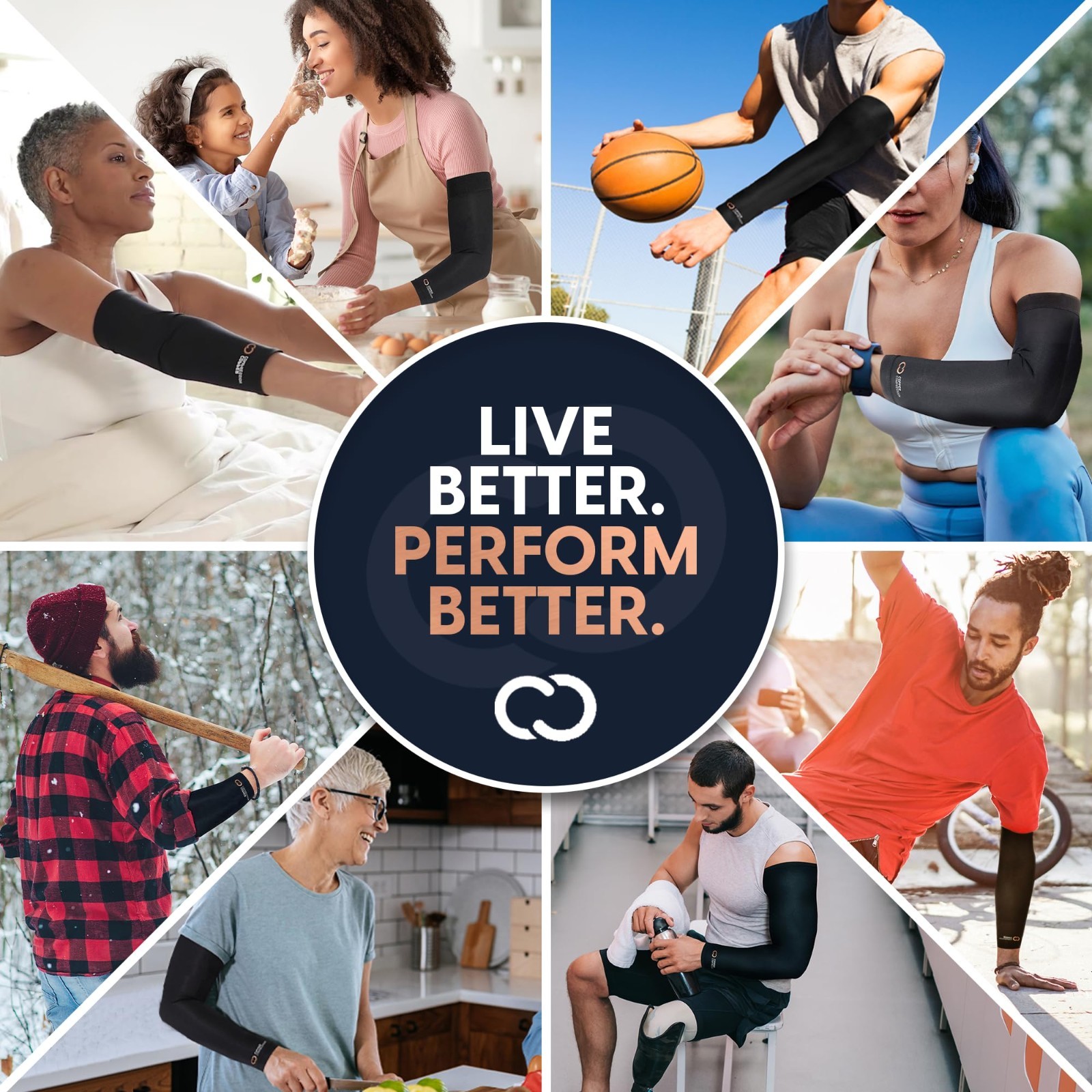Copper Infused Compression Arm Sleeve – Full Arm Brace for Elbow Pain Relief, Sp