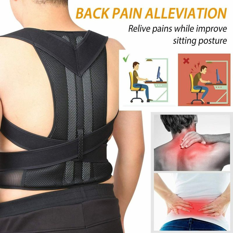 Back Brace Posture Corrector Full Back Support Belts for Upper and Lower Soft US
