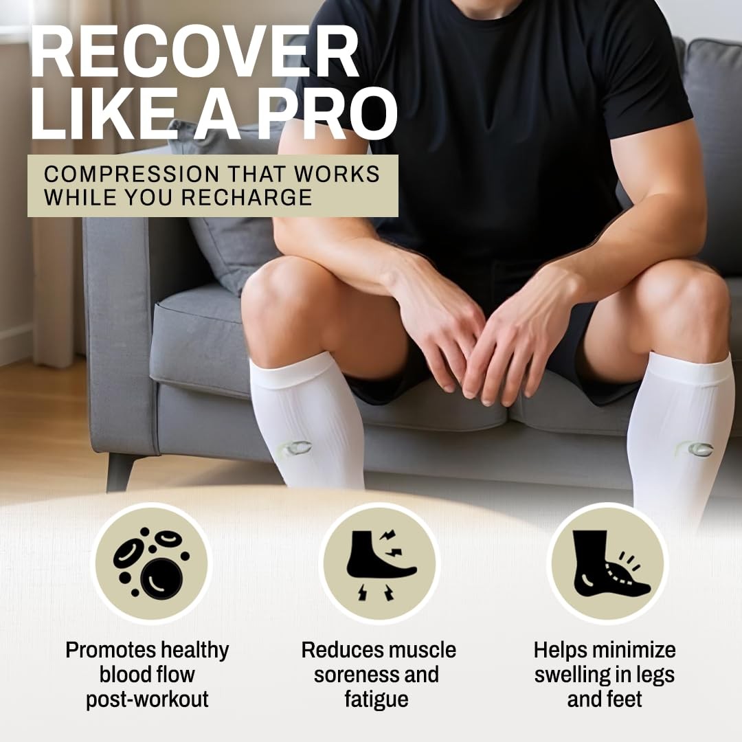 PRO Compression Marathon Calf Sleeve, White, X-Small (1-Pack) X-Small, White
