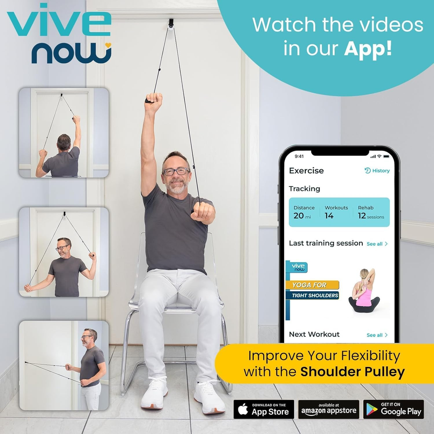 Shoulder Pulley for Physical Therapy – over the Door Pulley for Frozen