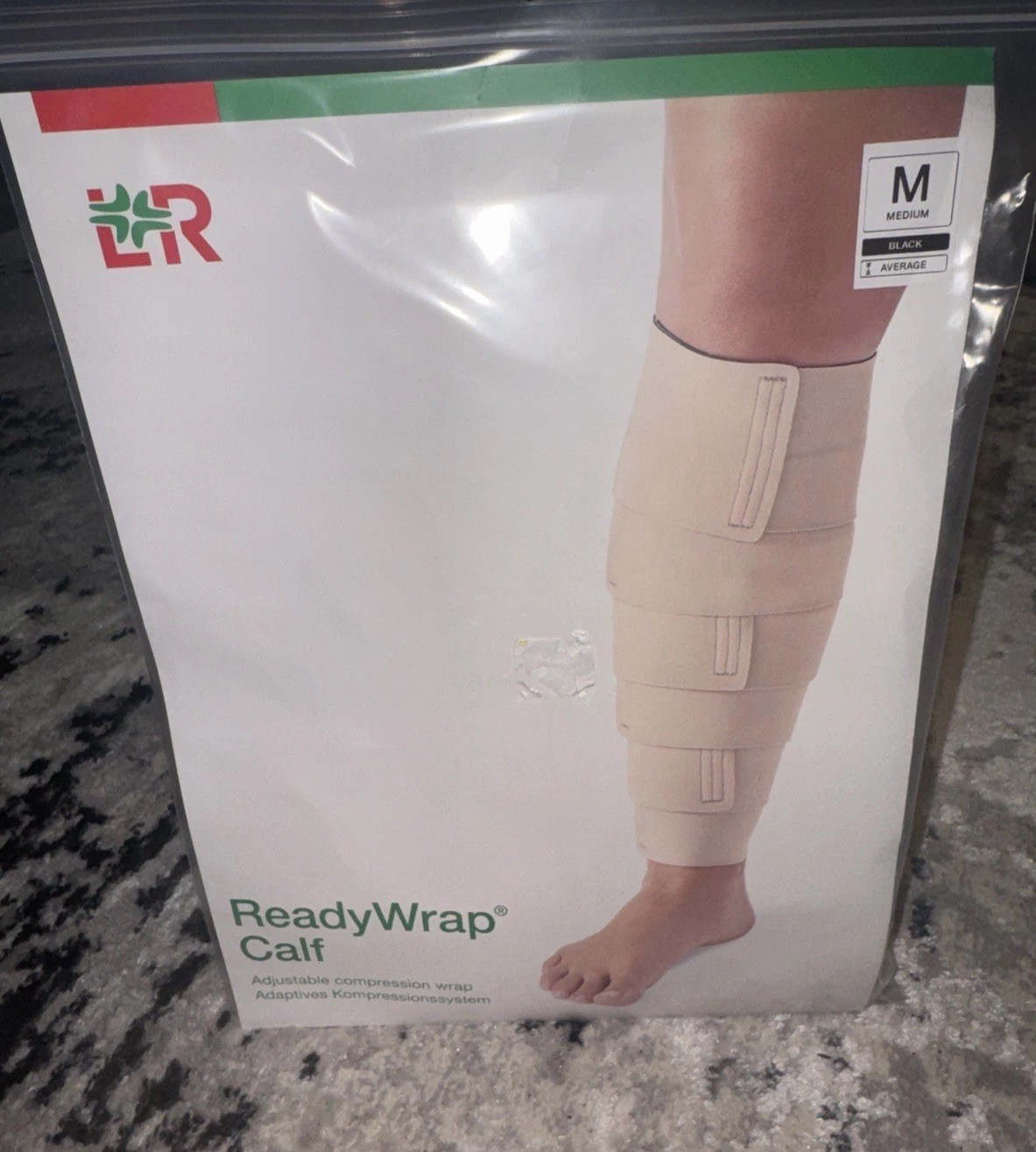 ReadyWrap Calf Adjustable Compression Wrap Black Sz Medium Average New