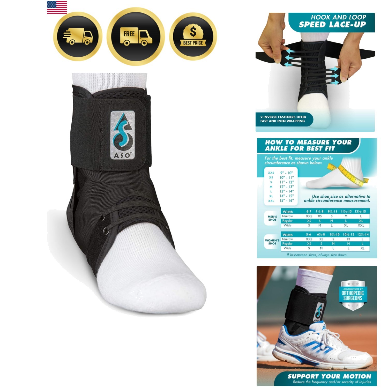 ASO Speed Lacer – Ankle Brace for Sprained Ankle and Peroneal Tendonitis, Ort…